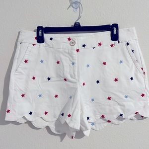 Crown & ivy embroidered scalloped edged shorts